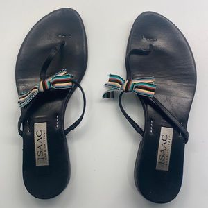Isaac Sandal black with bow, made in Italy, size 7 M.